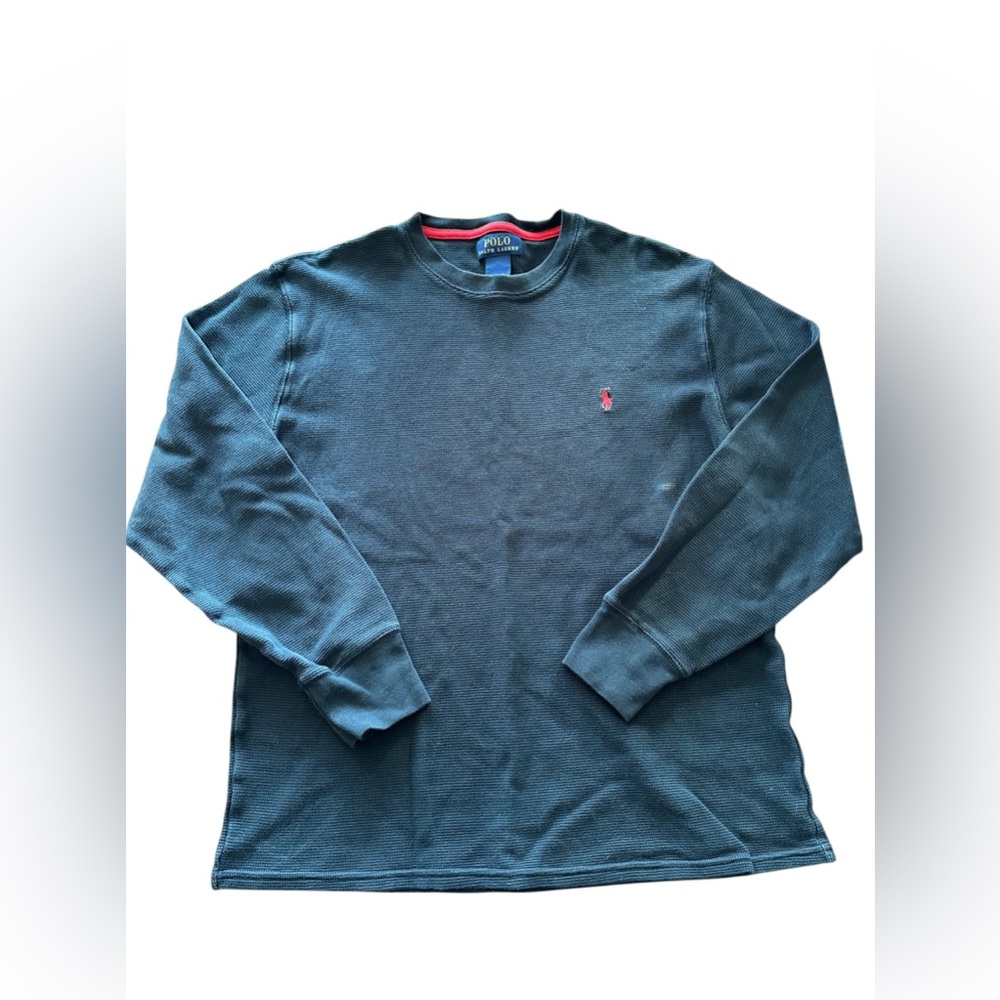 Polo Ralph Lauren Men’s Black Waffle Knit Long Sleeve Top